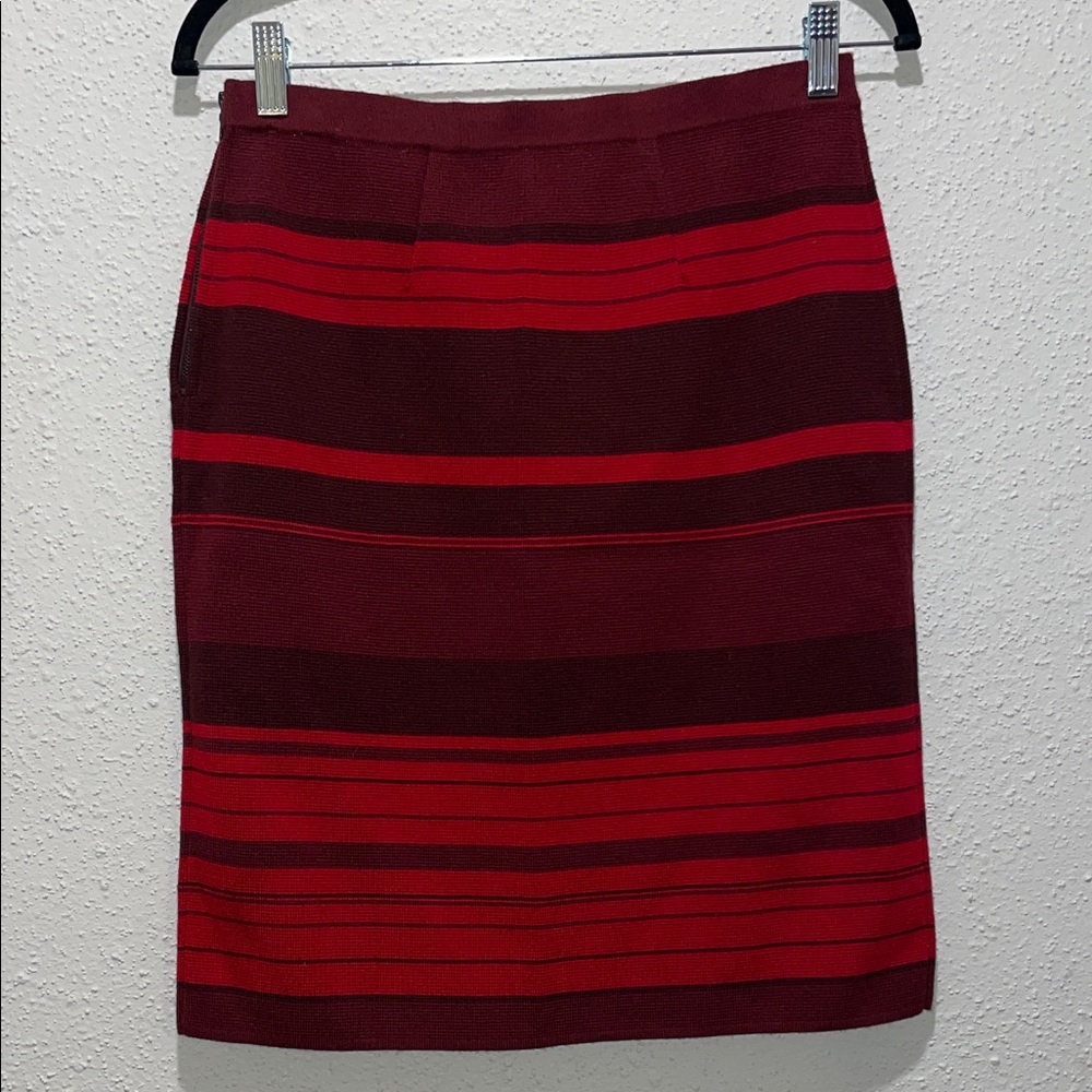 Anne Klein Red and Burgundy Striped Pencil Skirt - Picture 4 of 6